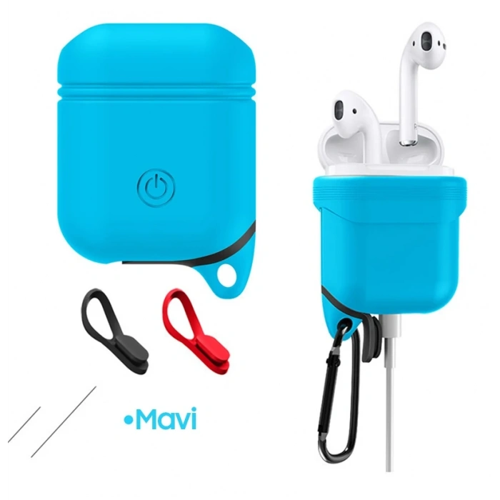 Ally Apple Airpods İçin Premium Silikon Kılıf Anahtarlıklı-(5775)