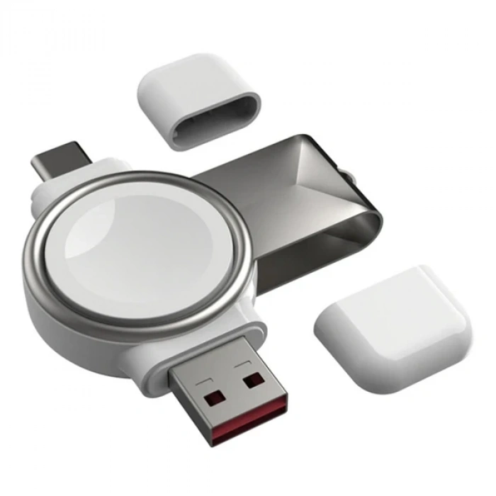 ALLY Apple iWatch İçin Taşınabilir 2 in 1 USB + Type-C Şarj Standı-(5775)