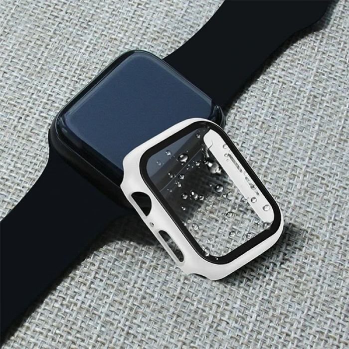 ALLY Apple Watch 4-5-6 44mm Silikon Kordon Kayış ve Ekran Koruyucu Kılıf-(5775)