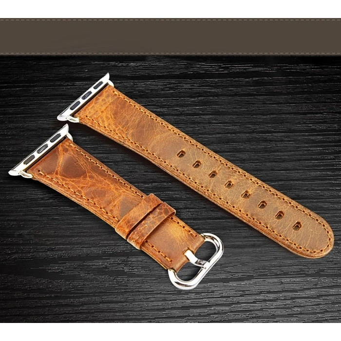 Ally Apple Watch 7-8 41mm 6-5-4 40mm Retro Deri Kordon Kayış 3-2-1 38mm-(5775)