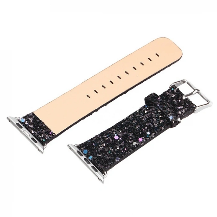 Ally Apple Watch 7-8 45mm 6-5-4 44mm Kordon Kayış Deri Sim İşlemeli 3-2-1 42mm-(5775)