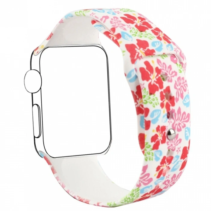 Ally Apple Watch İçin 38mm Yüksek- Kalite Desenli Silikon Kordon-(5775)