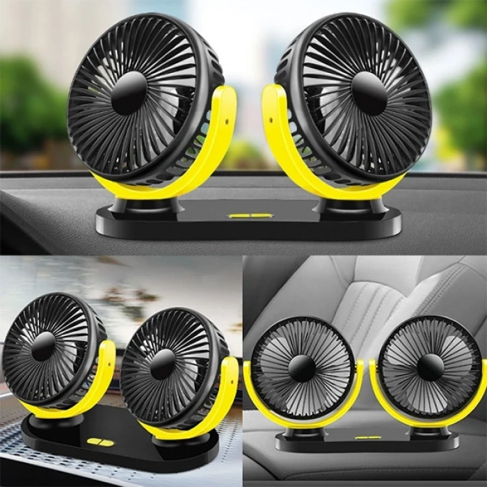 Ally Çift Başlıklı Araç Fanı Oto Fan Vantilatör R-8037-(5775)