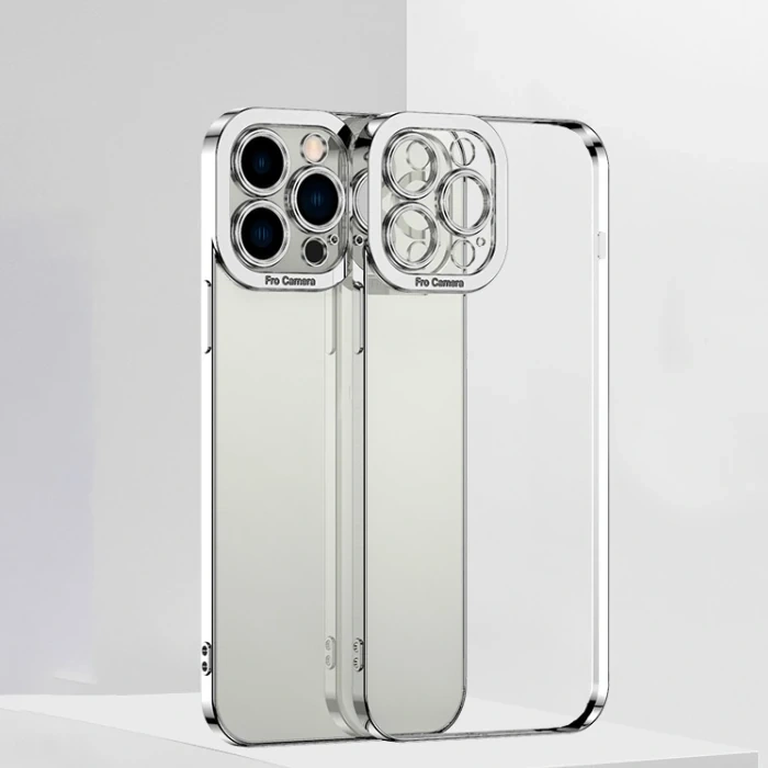 ALLY Fashion Series iPhone 12 Pro Kılıf Renkli Kenar Lazer Çerçeveli Silikon Kılıf-(5775)