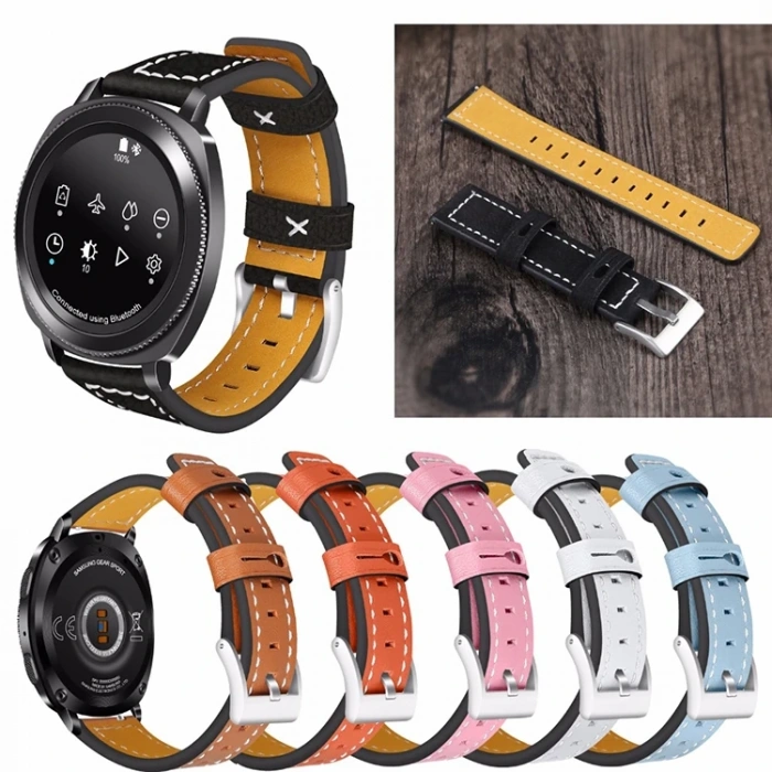 Ally Gear S3 Watch 4 46mm Classic Frontier Deri Dişli Kayış Kordon-(5775)