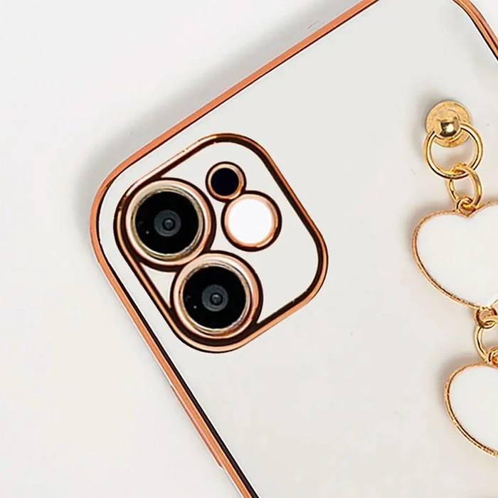 Ally iPhone 11 6.1inç Kılıf Kalp Bileklik Tutuculu Lüx Silikon Askılı Kılıf-(5775)