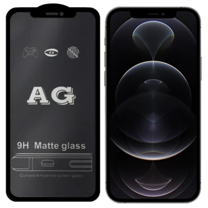ALLY iPhone 12 -12 Pro 6.1inç Full Glue Matte Tempered Cam  Ekran Koruyucu-(5775)