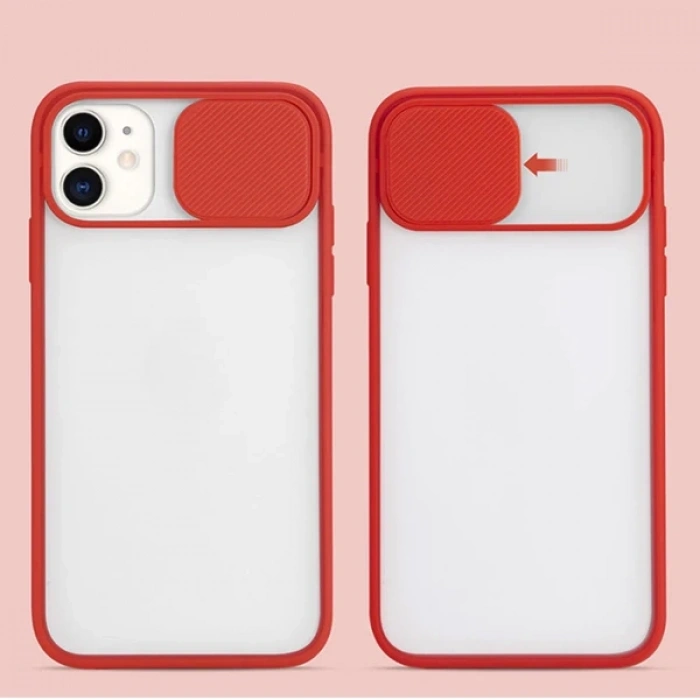 Ally İPhone 12 Mini 5.4 Kamera koruyucu Sürgülü Şeffaf Kılıf-(5775)