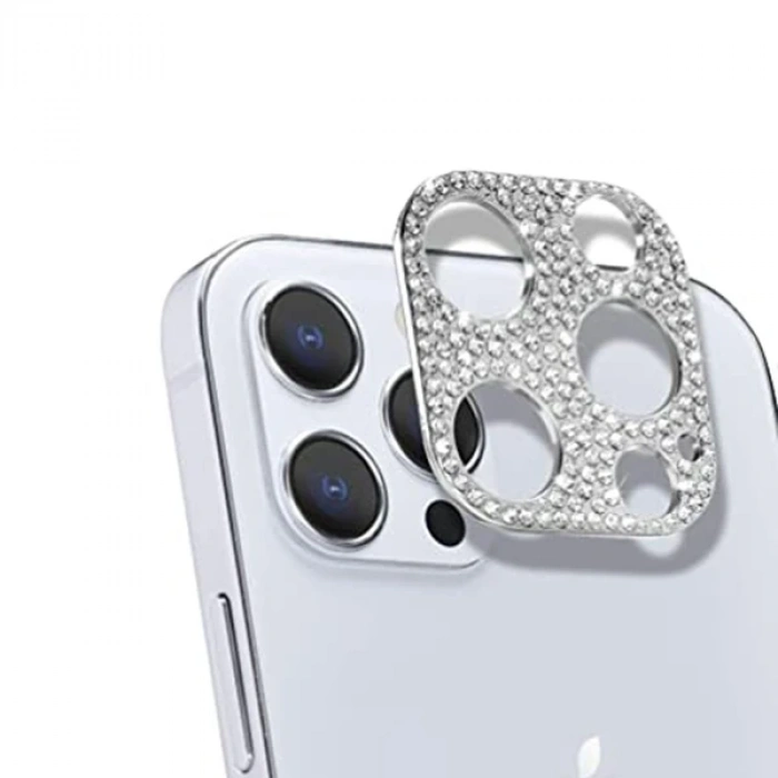 ALLY İPhone 12 Pro Max Kamera Koruyucu Lens Diamond Taş İşlemeli-(5775)