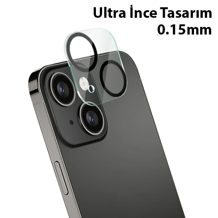 ALLY İPhone 13-13 Mini 3D Full Tempered Glass Cam Kamera Koruyucu-(5775)