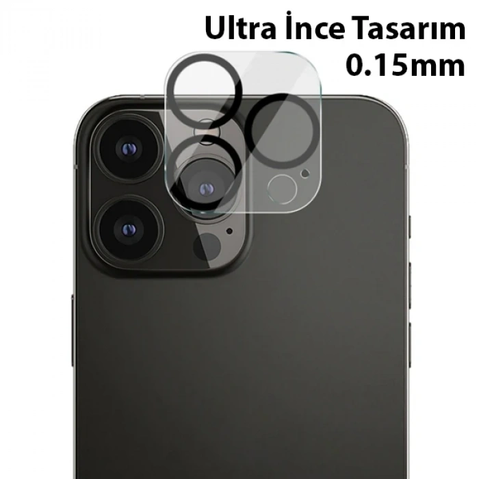 ALLY İPhone 13 Pro-13 Pro Max 3D Full Tempered Glass Cam Kamera Koruyucu-(5775)