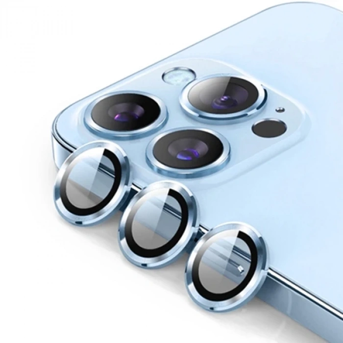 ALLY İPhone 13 Pro -13 Pro Max 3D Metal Çerçeveli Kamera Lens Koruyucu-(5775)