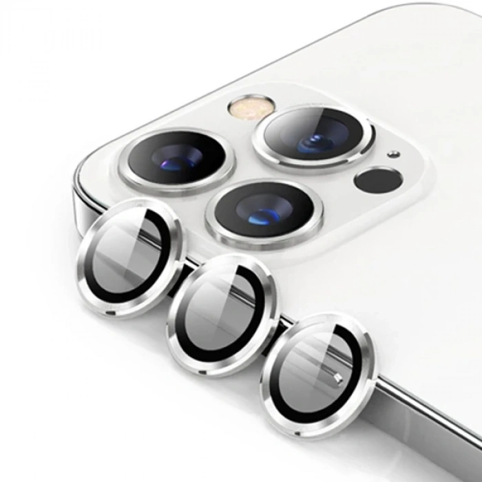 ALLY İPhone 13 Pro -13 Pro Max 3D Metal Çerçeveli Kamera Lens Koruyucu-(5775)