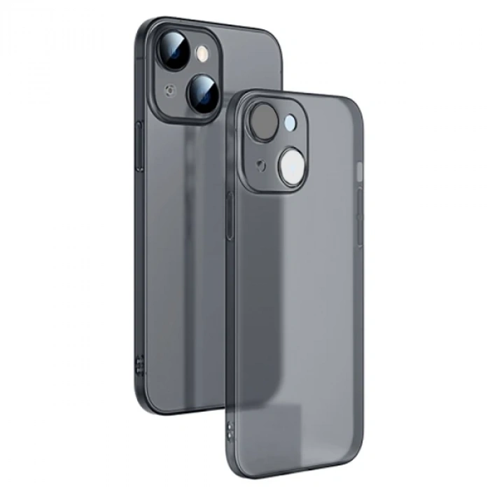 Ally iPhone 14 Plus 6.7inch Frosted Glass Şeffaf Kamera Korumalı Kılıf-(5775)