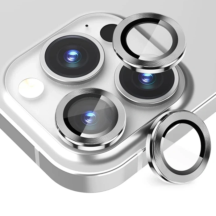 ALLY iPhone 14 Pro-14 Pro Max 3D Metal Çerçeveli Kamera Lens Koruyucu-(5775)