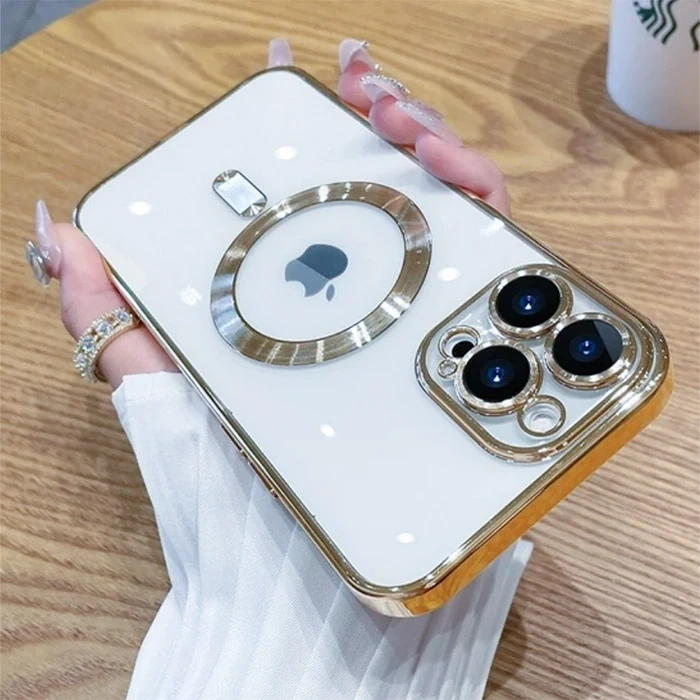 ALLY iPhone 14 Pro 6.1inç Renkli Kenar Lazer Çerçeveli Magsafe Uyumlu Silikon Kılıf-(5775)