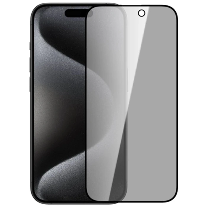 ALLY İPhone 15 3D Full Privacy Gizlilik Cam Ekran Koruyucu Anti-Spy-(5775)