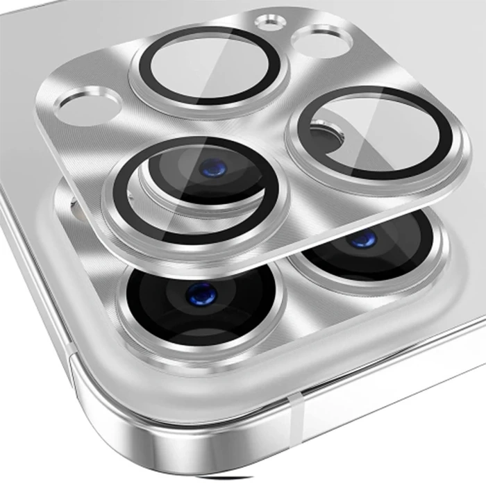 ALLY iPhone 15 Pro-15 Pro Max Metal Tempered Kamera Lens Koruyucu-(5775)