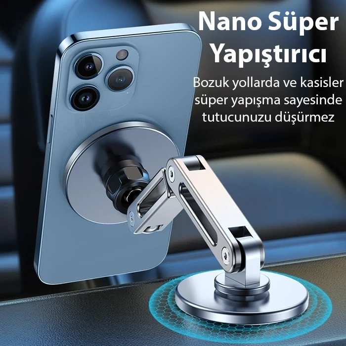 ALLY LF-256 Alüminyum Araç İçi Torpido Üstü Manyetik Telefon Tutucu-(5775)