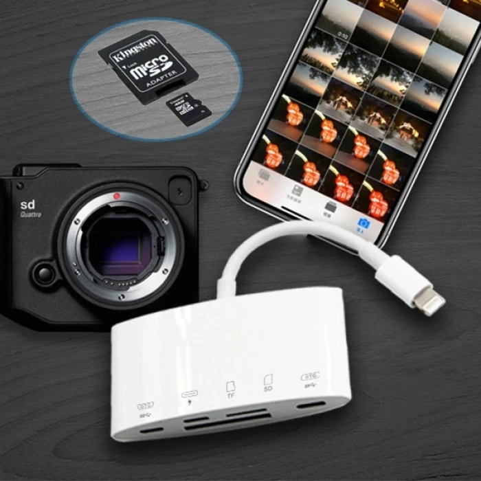 Ally NK-1040+Plus İPhone Lightning To SD/TF Card Usb Kamera Adaptörü-(5775)