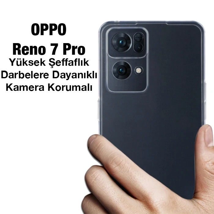 Ally OPPO Reno 7 Pro Kılıf Kamera Korumalı Ultra İnce Şeffaf Silikon Kılıf-(5775)