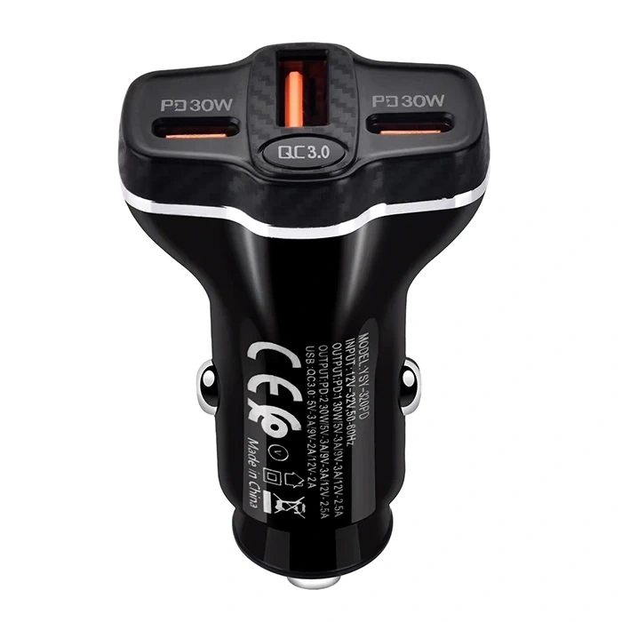ALLY PD62 2xType-C + USB 78W Araç Çakmaklık Hızlı Şarj Aleti Araç Şarjı-(5775)