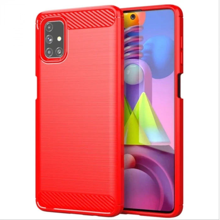 ALLY Samsung Galaxy M51 Brushed Carbon Fiber Silikon Kılıf-(5775)
