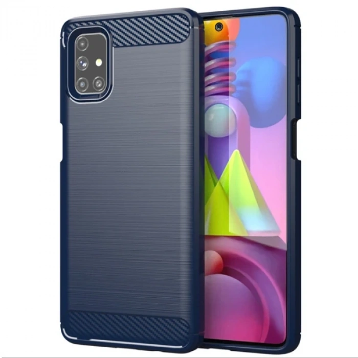 ALLY Samsung Galaxy M51 Brushed Carbon Fiber Silikon Kılıf-(5775)