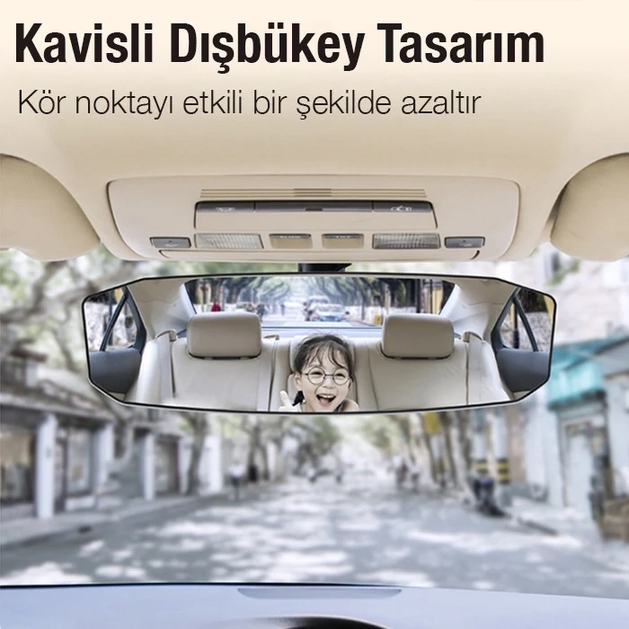ALLY SD-2415 Kavisli Dışbükey Geniş Açılı Araç Dikiz Aynası 299x90mm-(5775)