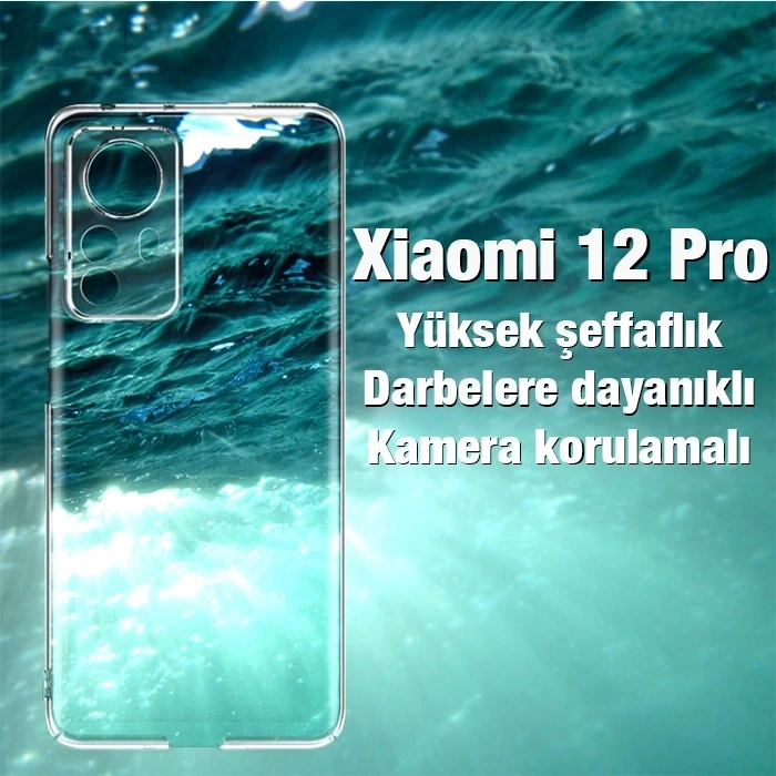 Ally Xiaomi 12 Pro Kılıf Kamera Korumalı Ultra İnce Şeffaf Silikon Kılıf-(5775)