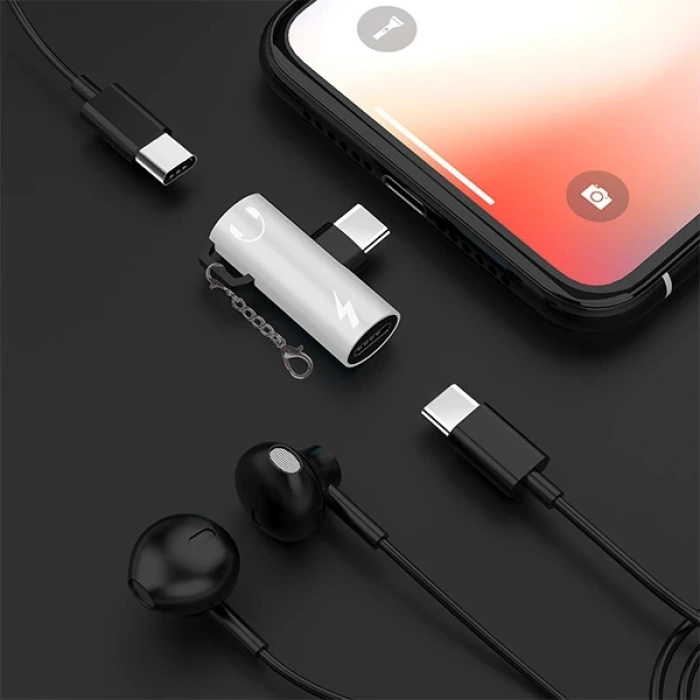 Anahtarlık Dual Usb Type C Şarj Dönüştürücü Başlık Adaptör-(5775)