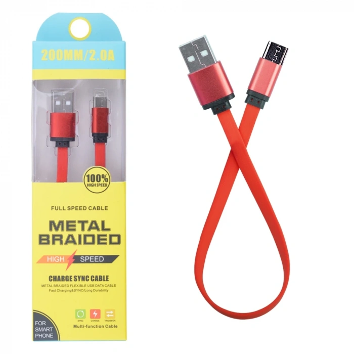 Android Micro 2a 20mm Kısa Yumuşak Dokulu Renkli Usb Kablo-(5775)