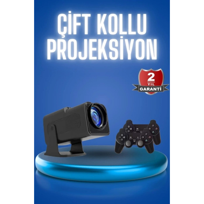 Android Projeksiyon Siyah Taşınabilir Sinema Projektörü 4k 1080p Ev Sineması Bluetooth
