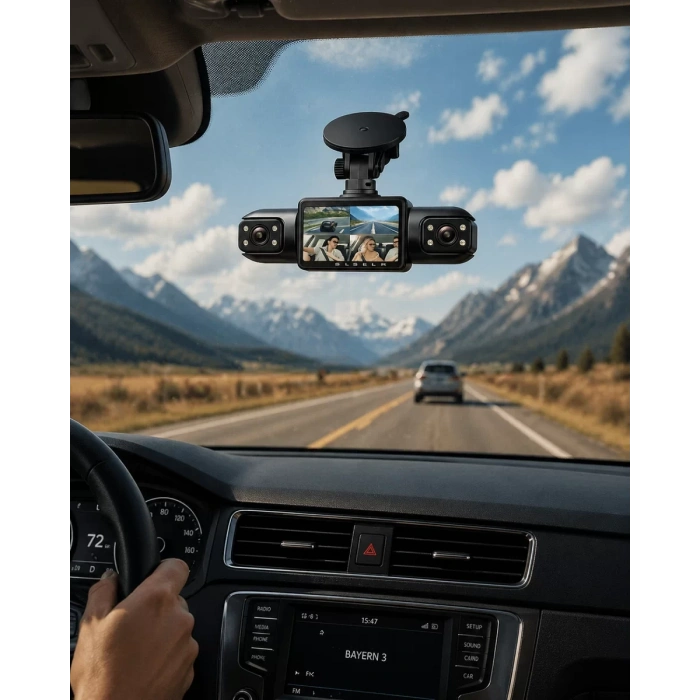 Araç İçi Kamera Full HD Gece Görüşlü 4 Kamera Destekli Geniş Açılı Kayıt