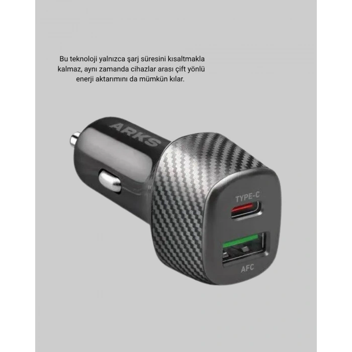 Araç Tipi Hızlı Şarj Adaptörü Type-C PD USB Çift Port Kompakt