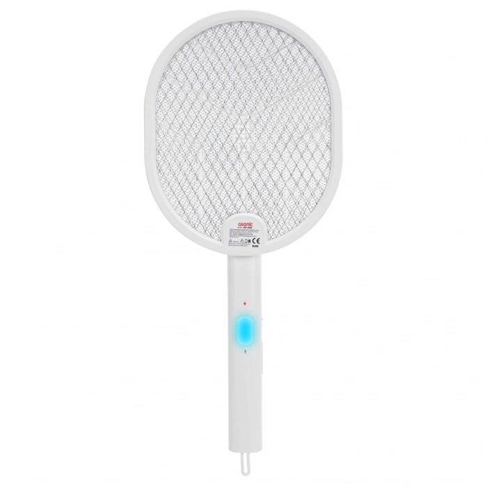 ASONIC AS-A26 Beyaz 3000V Raket Tipi UV Mor Işıklı 1200mAh Bataryalı Şarj Edilebilir Katlanabilir Sinek Öldürücü(1923)