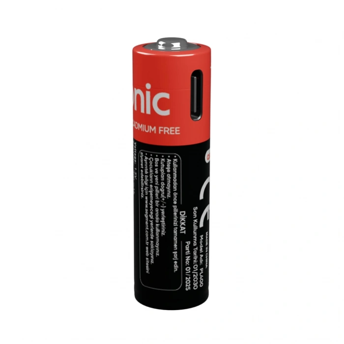 ASONIC PL400 AAA Şarjlı Pil 1.5Volt 400mAh/750mwh Type-C ile Kolay Şarj  2 li Paket (USB To Type-C Kablo Hediye)(1923)
