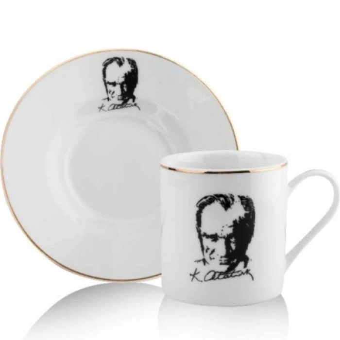 Atatürk Tasarımlı Porselen 2li Kahve Seti