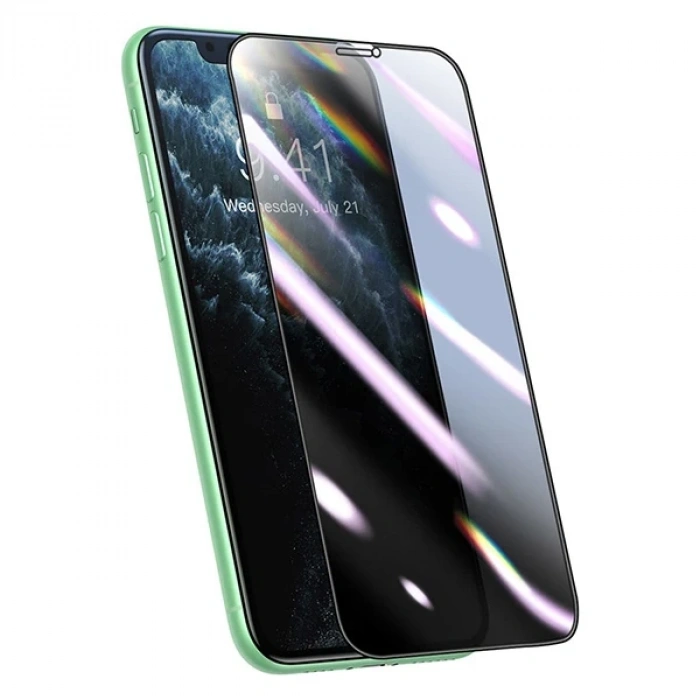 Baseus 0.25mm İPhone 11 Pro-XS-X 3D Curved Privacy Gizlili Cam Ekran Koruyucu-(5775)