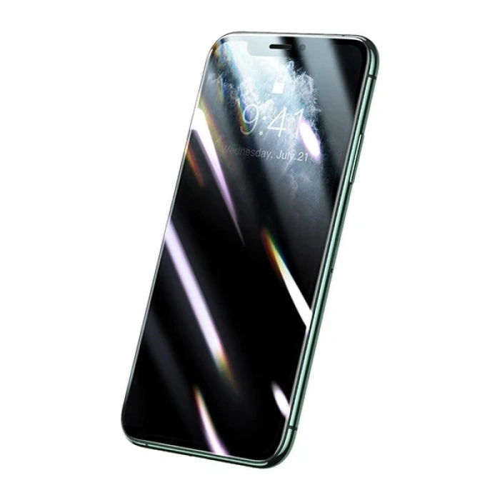 Baseus 0.25mm İPhone 11 Pro-XS-X 3D Curved Privacy Gizlili Cam Ekran Koruyucu-(5775)
