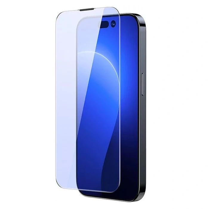 Baseus Crystal 0.3mm Anti-Blue iPhone 14 Pro Full Tempered Ekran Koruyucu 2 Adet Set-(5775)
