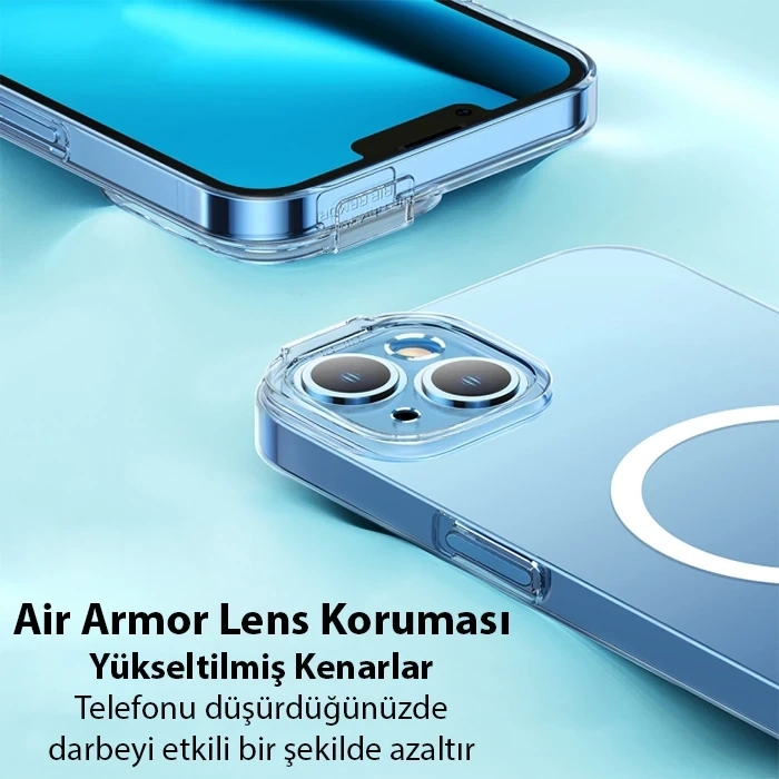 Baseus Crystal iPhone 14 6.1 Magsafe Silikon Kılıf + Tempered Ekran Koruyucu Set-(5775)