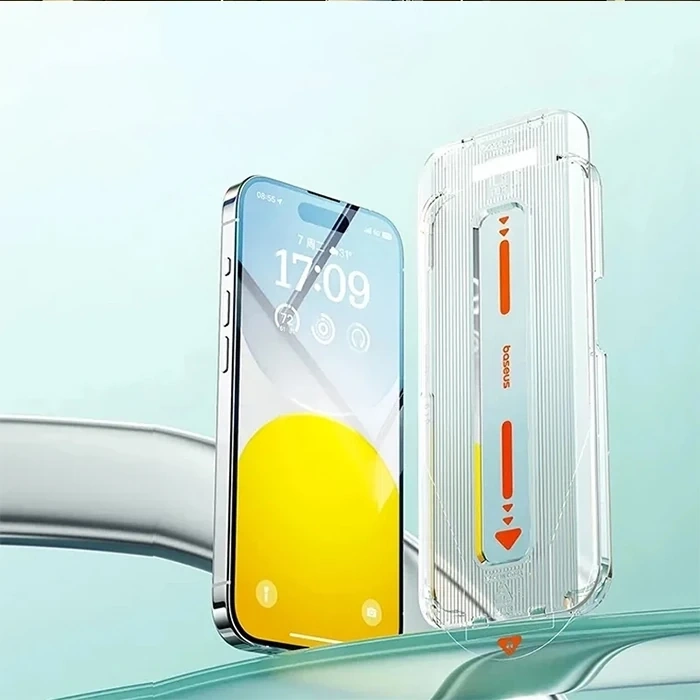 Baseus Crystal iPhone 15 Plus Full Koruma Eye-Protection Tempered Cam Ekran Koruyucu-(5775)