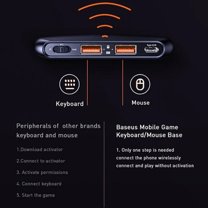 BASEUS GAMO GA01 Mobile Oyun Adaptörü Klavye &Mouse Bağlantı Adaptörü-(5775)