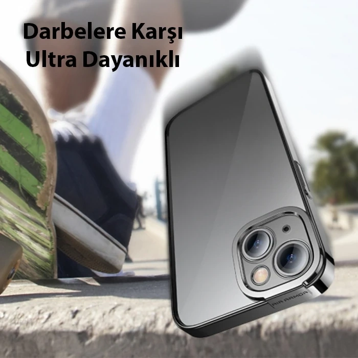 Baseus Glitter iPhone 14 Plus 6.7 Renkli Kenar Silikon Kılıf + Tempered Ekran Koruyucu Set-(5775)