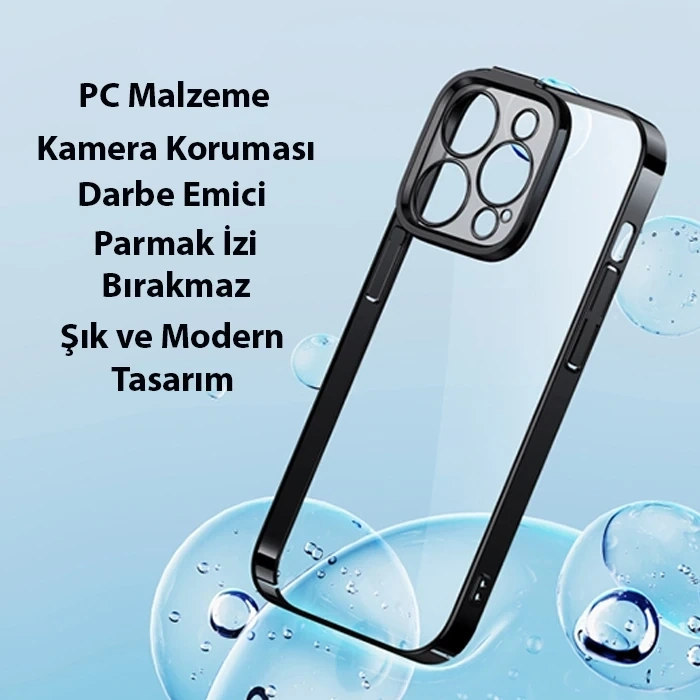 Baseus Glitter iPhone 14 Pro 6.1 Renkli Kenar Silikon Kılıf + Tempered Ekran Koruyucu Set-(5775)