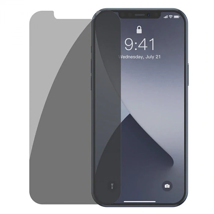 Baseus İPhone 12 mini 03mm Anti Spy Tempered Cam Ekran Koruyucu 2 Adet Set-(5775)
