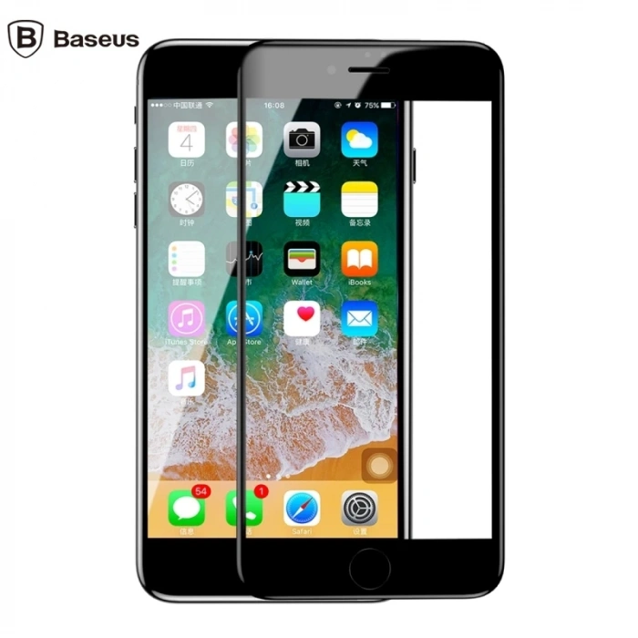 Baseus İPhone 78 Plus 4D Cam Ekran Koruyucu  Kavisli Full Kaplama Kırılmaz Cam-(5775)