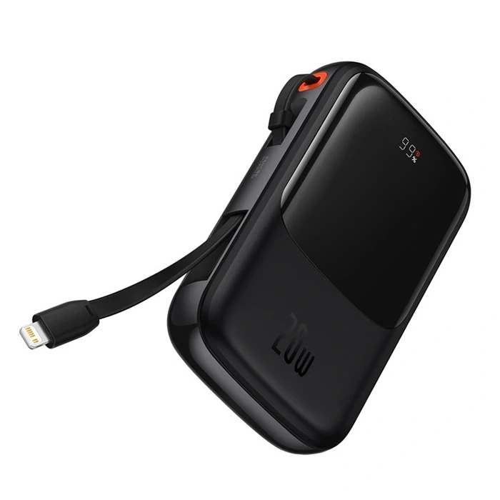 Baseus Qpow Pro Dijital Göstergeli 10000mAh 20W Hızlı Şarj Powerbank iPhone Lightning Kablolu-(5775)