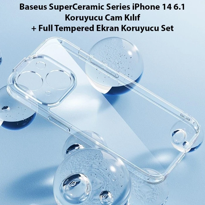 Baseus SuperCeramic Series iPhone 14 Plus 6.7 Koruyucu Cam Kılıf+Full Tempered Ekran Koruyucu Set-(5775)